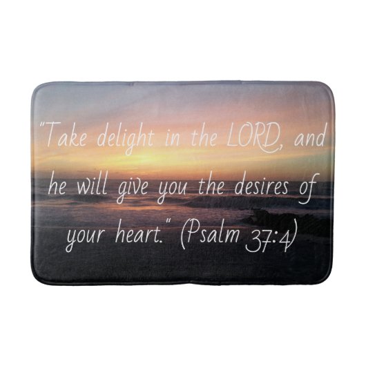 Strand Zonsondergang Fotoprint Psalm 37 Inspireren Badmat (Voorkant)