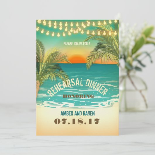 Strand Zonsondergang Oefenavond Eten 2 Kaart (Staand voorkant)