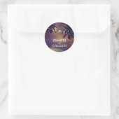 Strand Zonsondergang Palm String Lights Paarse bru Ronde Sticker (Tas)