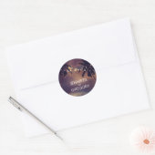 Strand Zonsondergang Palm String Lights Paarse bru Ronde Sticker (Envelop)