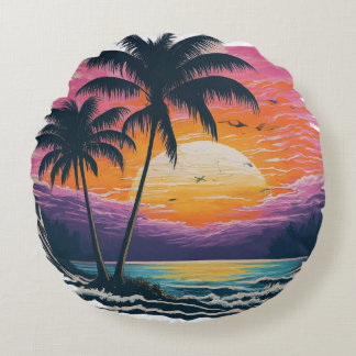Strand Zonsondergang & Palmbomen Decoratief Kussen