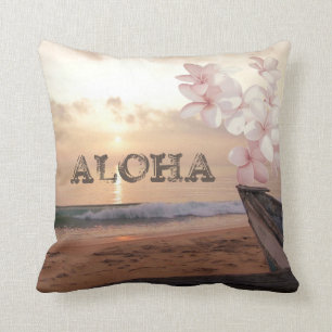 Strand Zonsondergang Plumeria ,Aloha Kussen