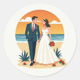 Strand Zonsondergang Romantiek Sticker