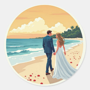 Strand Zonsondergang Romantiek Sticker