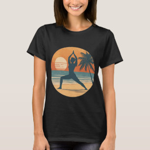 Strand Zonsondergang Yoga Silhouet Kust Yogi Lev T-shirt