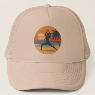 Strand Zonsondergang Yoga Silhouet Kust Yogi Lev Trucker Pet