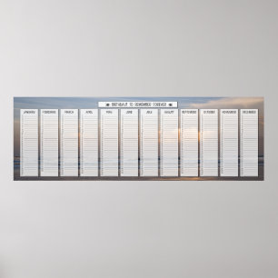 Strand Zonsopgang Klassengrootte Verjaardagskalend Poster