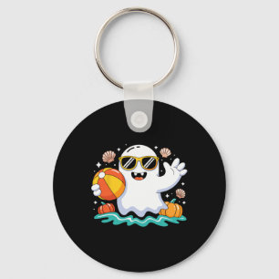 Strandbal Halloween Ghost Summer Spooky Vakantie Sleutelhanger