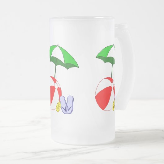 Strandbal Pool Umbrella Frosted Mok (Voorkant rechts)