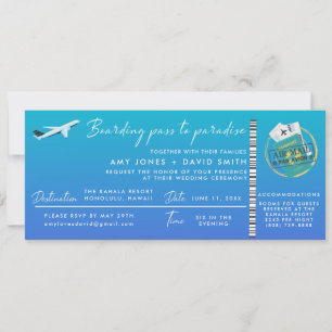 Strandbestemming Bruiloft Boarding Pass Kaart
