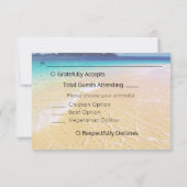 Strandbestemming Bruiloft met maaltijdoptie RSVP Kaartje (Achterkant)