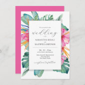 Strandbestemming Bruiloft uitnodigingen Tropisch (Voorkant / Achterkant)