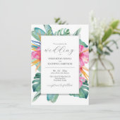 Strandbestemming Bruiloft uitnodigingen Tropisch (Staand voorkant)