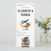 Strandbestemming Moderne  foto bruiloft Kaart (Staand voorkant)