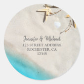 Strandbestranden en bruiloft ronde sticker (Voorkant)