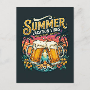Strandbiertjes en zonsondergangen - zomer vakantie briefkaart
