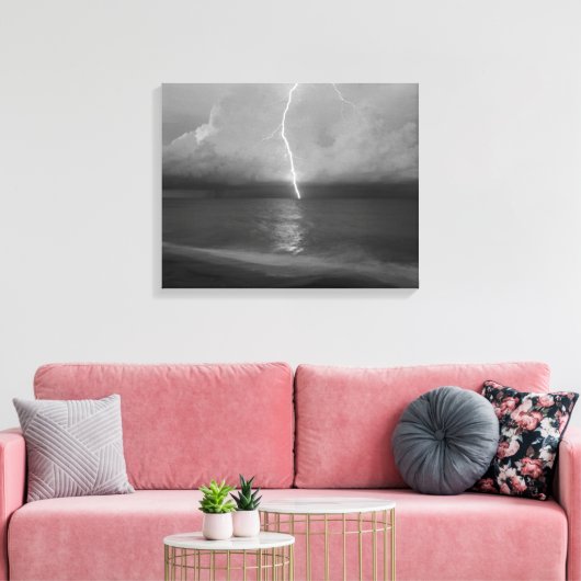 strandbliksem canvas afdruk (Insitu (Woonkamer))