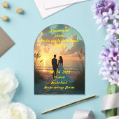 Strandbruiloft bij zonsondergang acryl uitnodigingen (Insitu (Huwelijk))