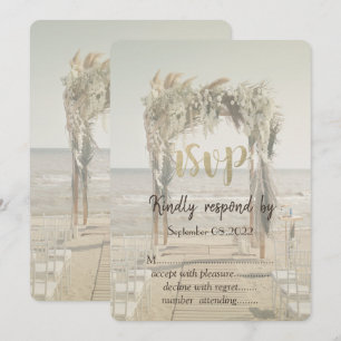 Strandbruiloft Bloemboog RSVP Kaart