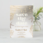 Strandbruiloft Cool Seashells, Lichten Save The Da Date (Staand voorkant)