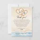 Strandbruiloft Dank u kaart met oceaangolven (Voorkant)
