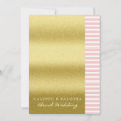 Strandbruiloft Gouden Glitter Palmbomen Roze Strep Kaart (Achterkant)