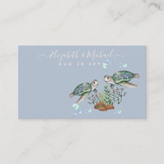 Strandbruiloft met zeeschildpadden visitekaartje (Voorkant)