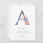 Strandbruiloft Monogram Foto Opslaan van de Datum Save The Date (Voorkant)