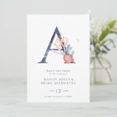 Strandbruiloft Monogram Foto Opslaan van de Datum Save The Date (Staand voorkant)