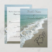 Strandbruiloft Overeenkomstig RSVP, Zand Schrift RSVP Kaartje (Voorkant / Achterkant)