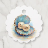 Strandbruiloft parels Shell Elegant Ocean Theme Bedankjes Labels (Achterkant)