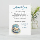 Strandbruiloft parels Shell Elegant Ocean Theme Bedankkaart (Staand voorkant)