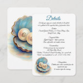 Strandbruiloft parels Shell Elegant Ocean Theme Informatiekaartje (Voorkant / Achterkant)