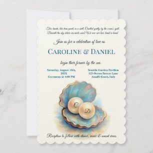 Strandbruiloft parels Shell Elegant Ocean Theme Kaart