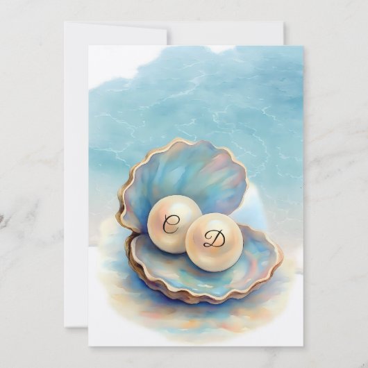 Strandbruiloft parels Shell Elegant Ocean Theme Kaart (Achterkant)