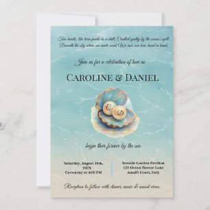 Strandbruiloft parels Shell Elegant Ocean Theme Kaart