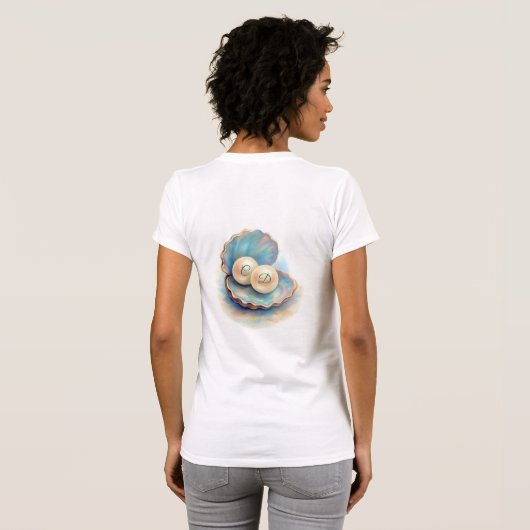 Strandbruiloft parels Shell Elegant Ocean Theme T-shirt (Achterkant volledig)