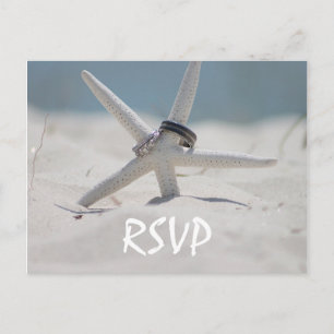 Strandbruiloft RSVP met foto Uitnodiging Briefkaart