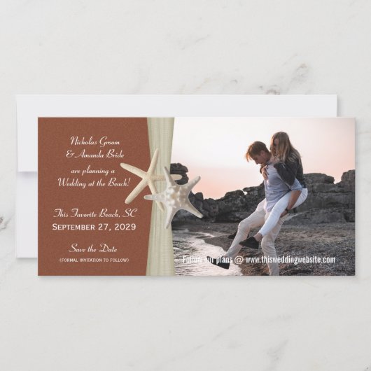Strandbruiloft Save the Date-foto Date (Voorkant)