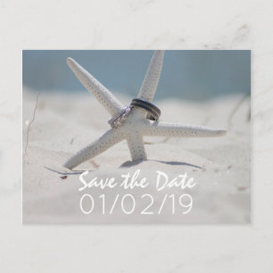 Strandbruiloft Save the Date met foto Aankondigingskaart