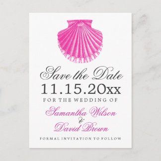 Strandbruiloft Save The Date Scallop Shell Roze Aankondigingskaart