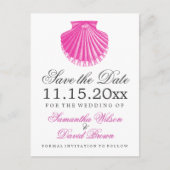 Strandbruiloft Save The Date Scallop Shell Roze Aankondigingskaart (Voorkant)