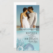 Strandbruiloft Schelp Dromen Bedankt aqua (Voorkant / Achterkant)