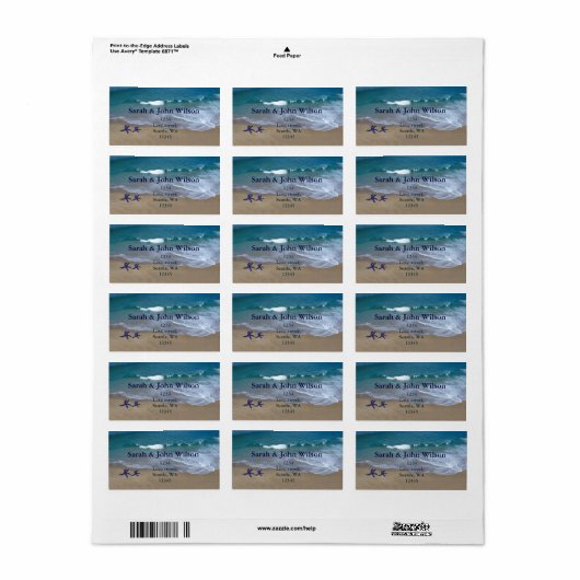 strandbruiloft, terugzendadres label (Full Sheet)