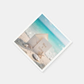 Strandbruiloft uitnodigen met zeesterren servet (Hoek)