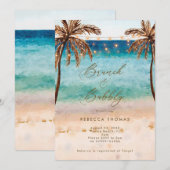 strandbrunch en bubbly bridal doucheuitnodiging kaart (Voorkant / Achterkant)