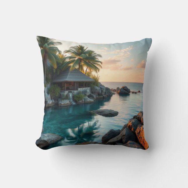Strandbungalow 1 & Ocean Dolphin Pillow Kussen (Voorkant)