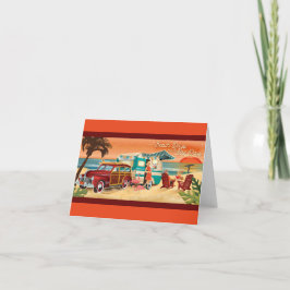 Strandcamper + Classic Car Sunset Note Cards Bedankkaart
