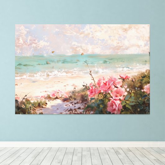 *~* Strandcluster Rozen TV2 Uitgerekte Canvas Prin (Insitu (Houten vloer))