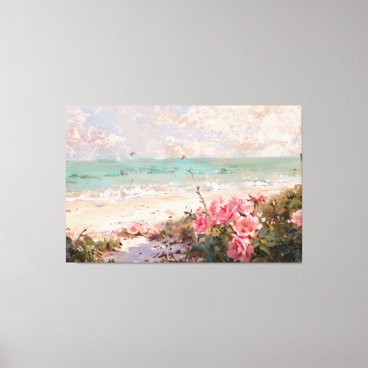 *~* Strandcluster Rozen TV2 Uitgerekte Canvas Prin (Voorkant)